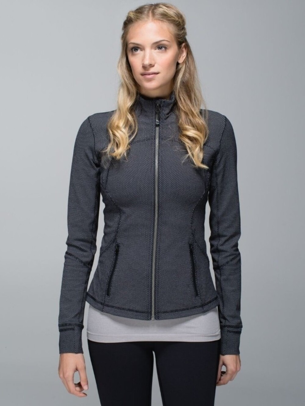 Lululemon Black Forme Jacket II Textured Diamond Dot Black White Size 6